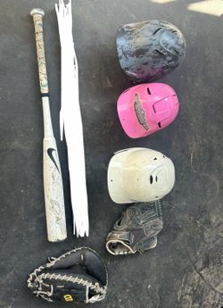 Baseball Bats, Helmets And Gloves