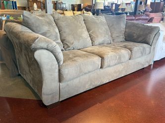 Plush Grey 3-Seater Sofa w/ Attached Cushions