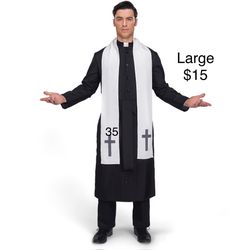 Priest Father Costume Large Men’s / Traje de Sacerote  Grande