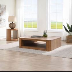 RH style coffee table new, free delivery ✅ modern RH dupe coffee table oak finish