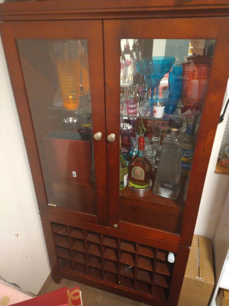 Double Glass Door Wine Cabinet