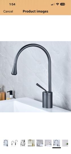 Basin hot and Cold Water Faucet, Black countertop Basin Faucet, White drip Faucet, Gray Low +60 Long Water Inlet Hose
