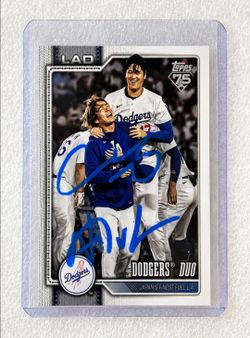 Shohei Ohtani  &  Yoshinobu Yamamoto Dual Signed Topps 75 Dodgers Card