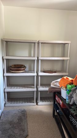 Plastic 5-Tier Storage Shelving Units – Set of 2