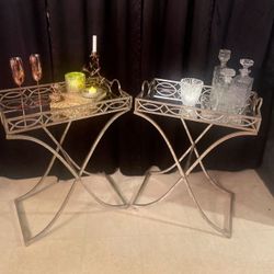 Mirror Side Tables Bar Tray Set (2)