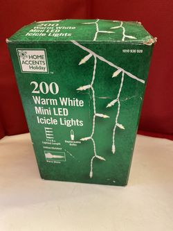 New Home Accents 200 Warm White Mini Led Icicle Lights 