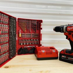 Milwaukee m18 drill with 3ah battery and charger + Craftsman Speed-Lok 300-Piece Drill Bit Accessory