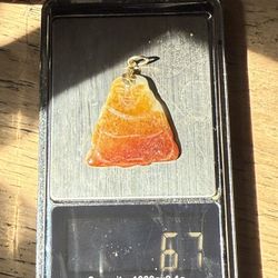 14k Gold Jade Buddha Pendant 