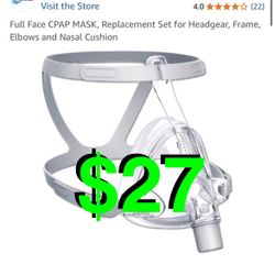 viohead - Full Face CPAP MASK, Replacement Set for Headgear, Frame, Elbows and Nasal Cushion