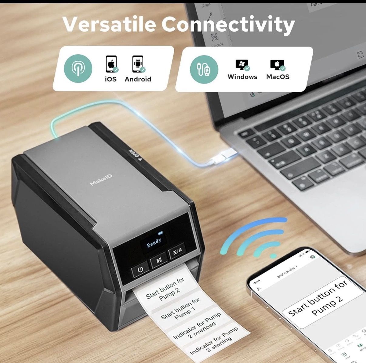 D50 Heavy-Duty Industrial Desktop Label Printer/ Maker 2" Head  2600mAh 1.97" W