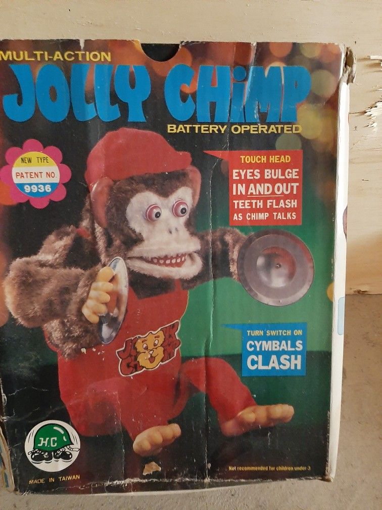 Vintqge Jolly Michanical Chimp Good Workkng Condition