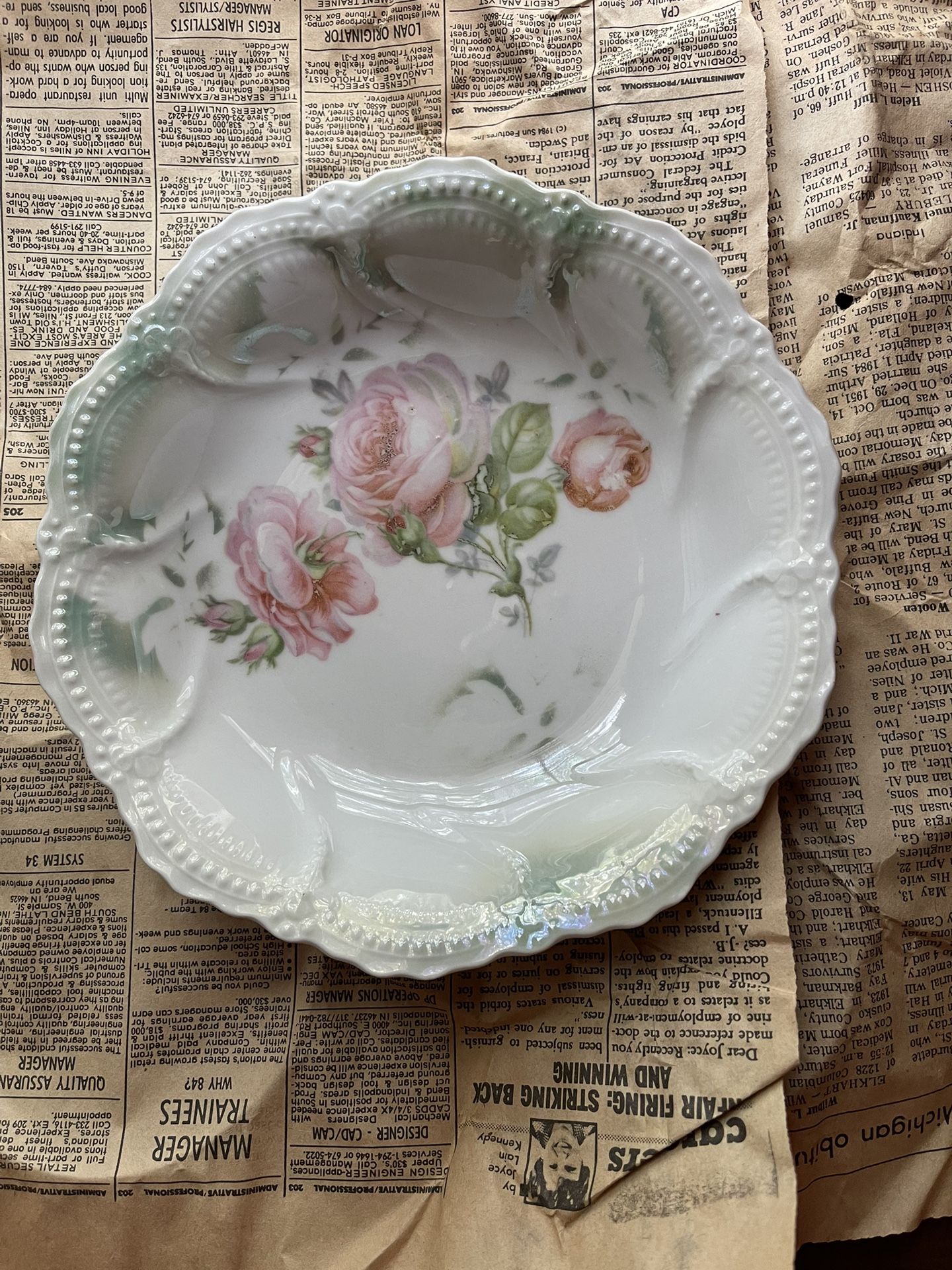 Authentic Leuchtenburg Pink Rose China Bowl w/ confirmation stamp on bottom
