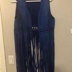 Royal Blue Fringe Vest /Top