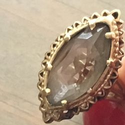 14k Vintage Smoky Quarts Large Ring Size 6