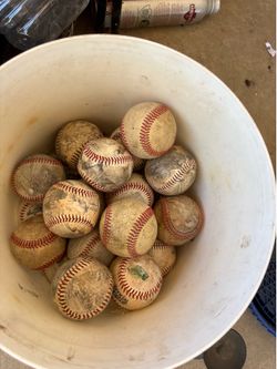 Bucket of baseballs