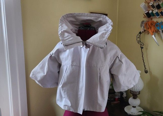 Elle High Collar Couture Style Crop Jacket Gray