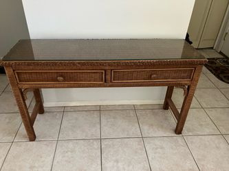 Rattan glass top table