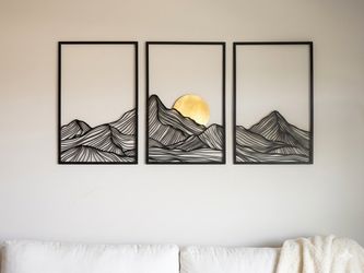 Mountain & Sun Panel Wall Art (set of 3)
