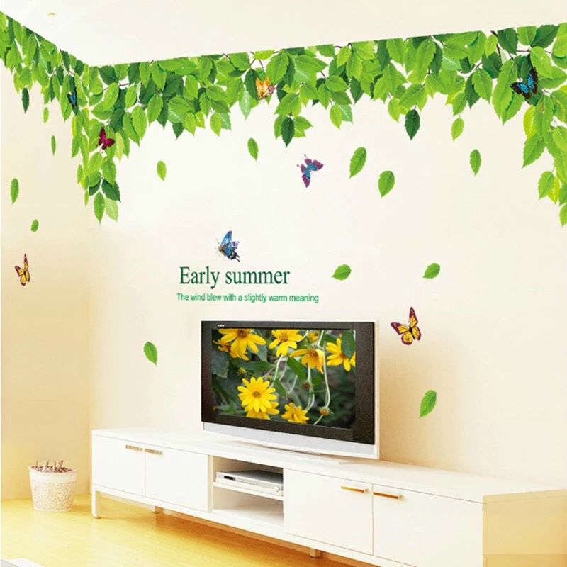 Lush Green leaf & Colorful Butterflies wall Sticker Art decals Mural Home Decor