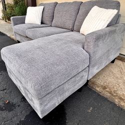 Small Gray Reversible Sectional Couch Sofa