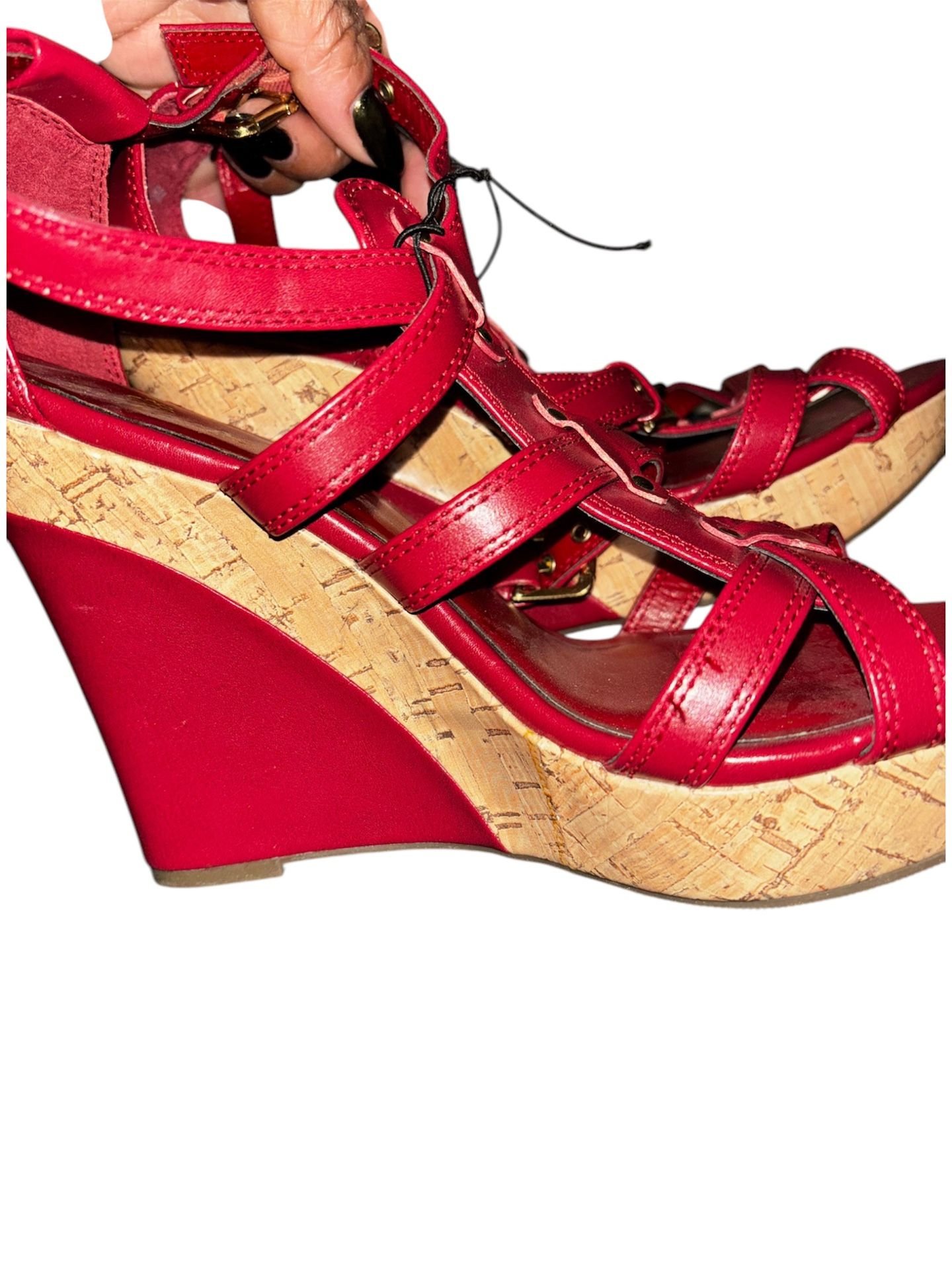 Red Wedge Sandal