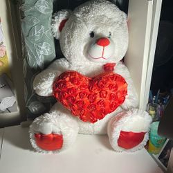 White Teddy Bear with Heart