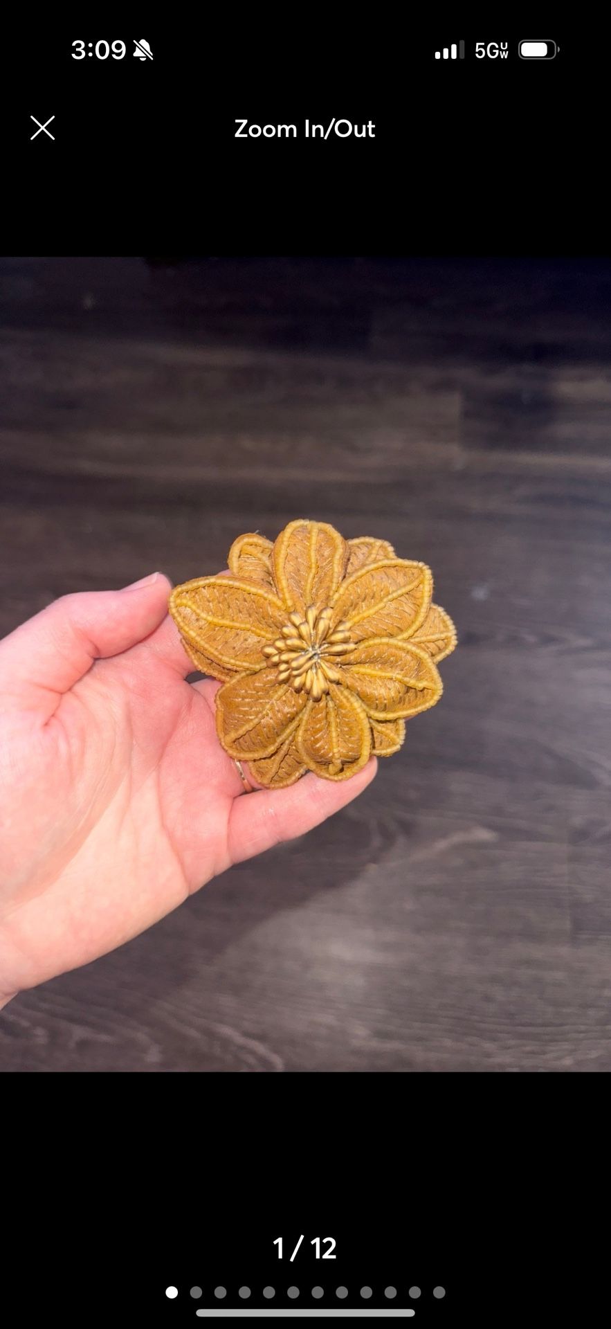 leather beaded rose flower hair clip