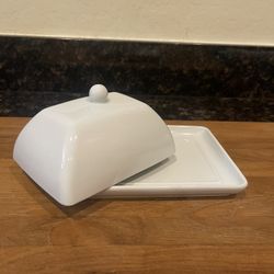 Maison Neuve Ceramic Dome White Butter Dish