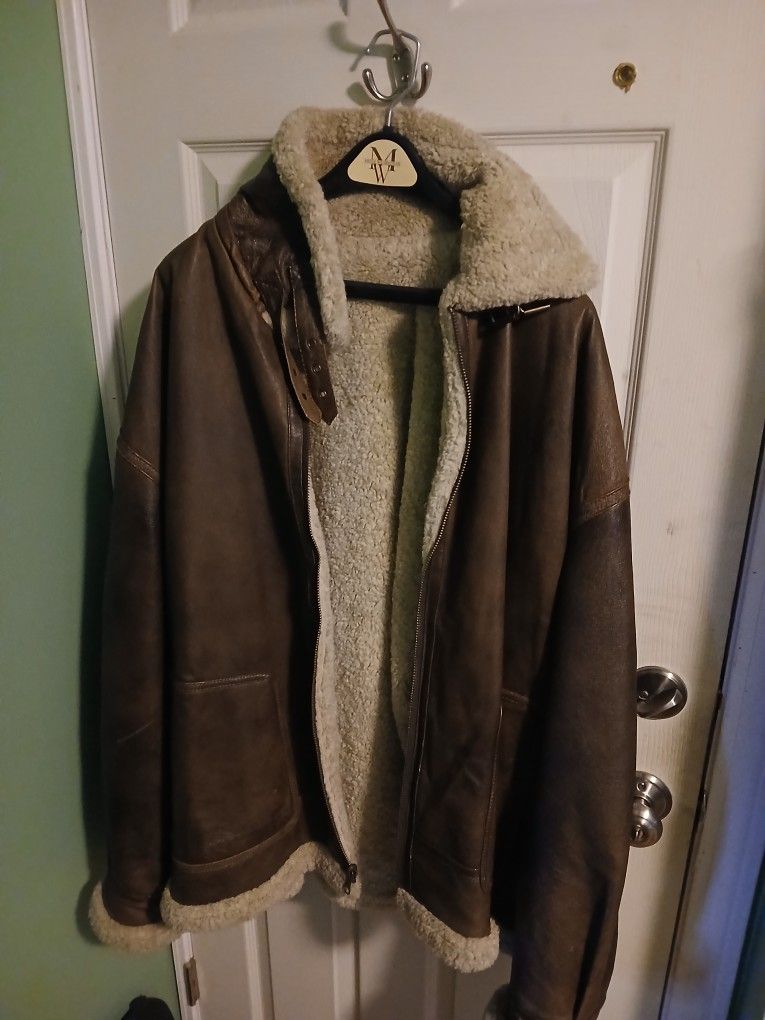 Wilsons Leather Vintage 90s B3 Aviator Sherpa Lined Mens Jacket