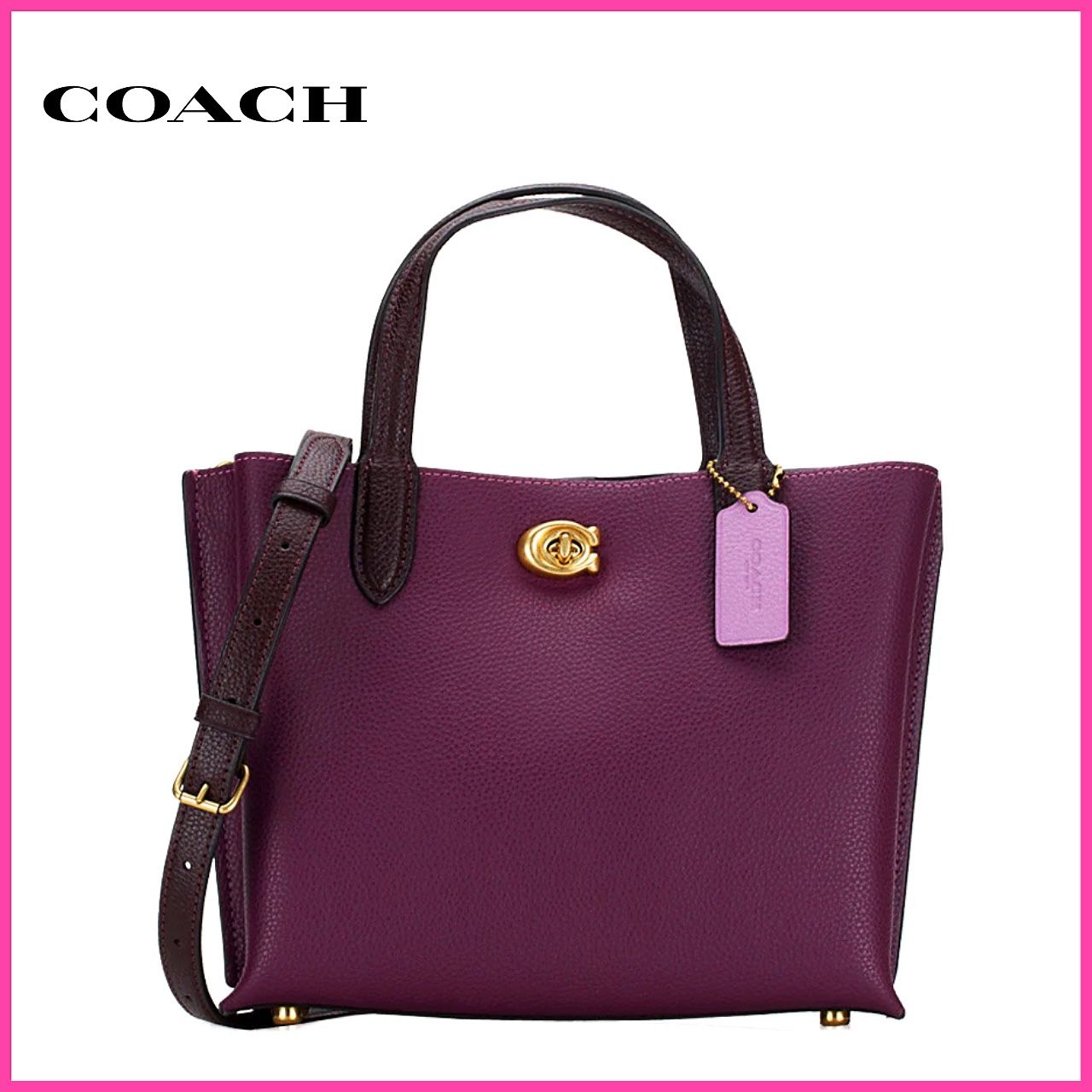 Coach Willow Deep Berry Purple Tote Crossbody Bag