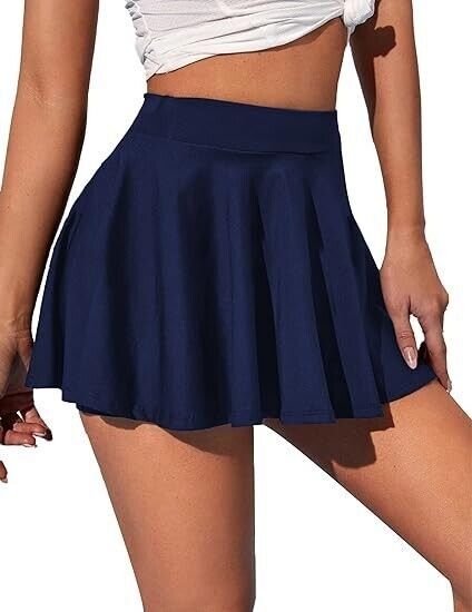 COOrun Mini Skirt Skort Women's Medium Navy Blue Golf & Tennis Pleated Pockets