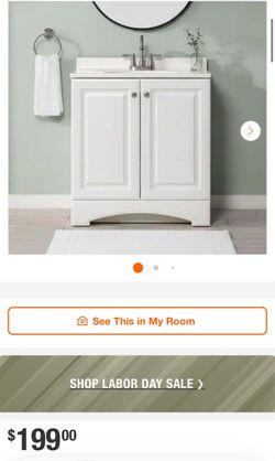 White Bathroom Vanity with Sink and Faucet