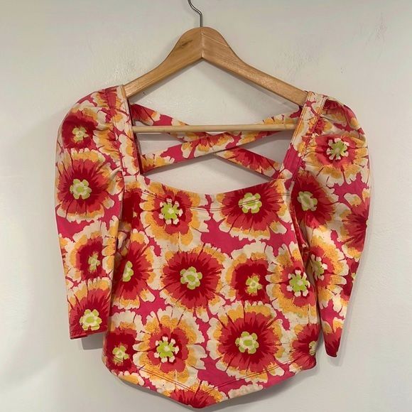 Free People give me more floral puff sleeve top