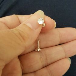 Real silver Zircon diamond Small Stud earrings 