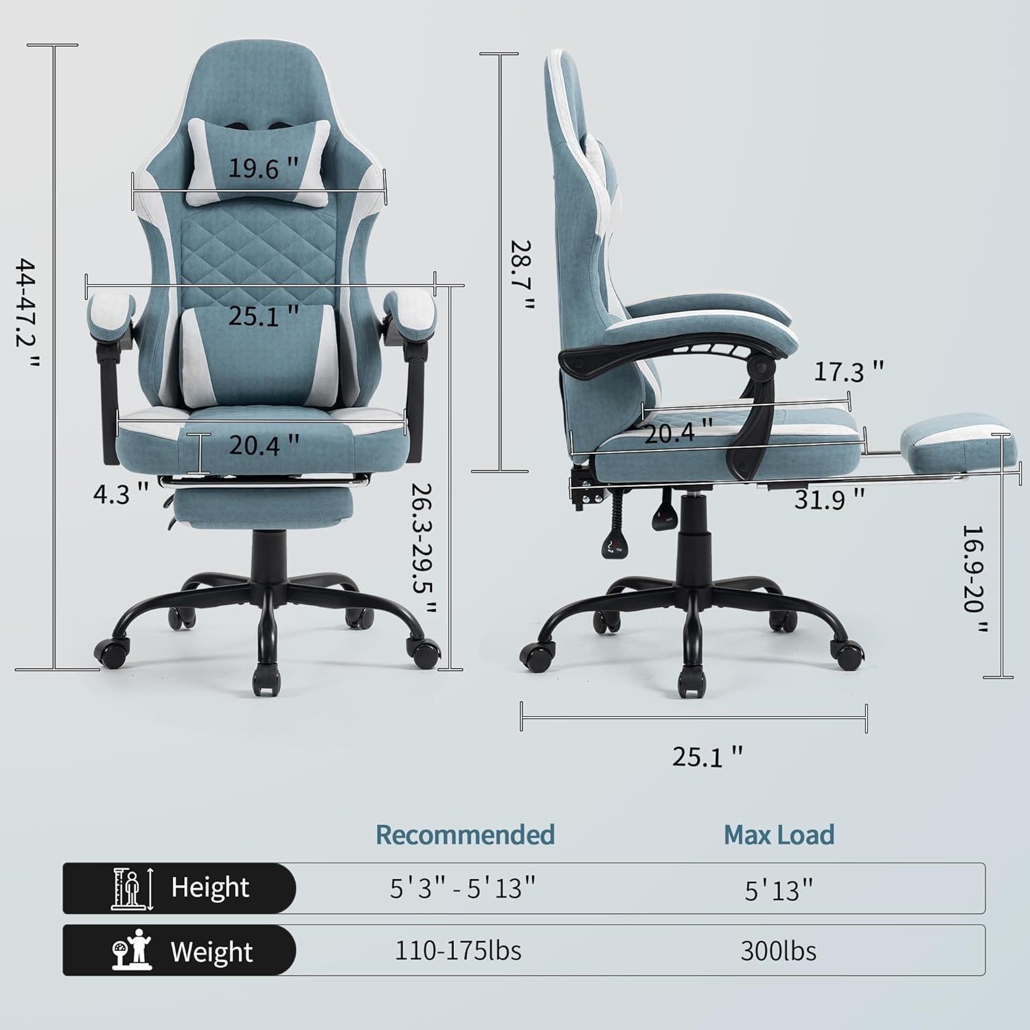 Gaming Chair with Footrest for Adults Ergonomic Gaming Chairs with