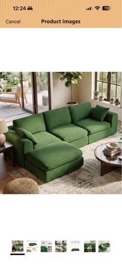 108" Boneless Cloud Couch,Sectional No Assembly Required,Modular Sofa with Deep Seat for Living Room,L Shaped Couch with Ottoman Snowflake Fabric and