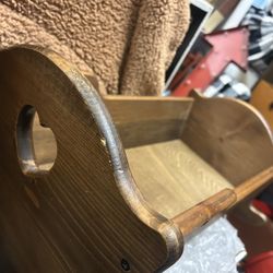 Vintage Wood Doll Cradle with Bedding Included