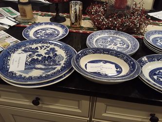 Vintage and antique blue willow dishes