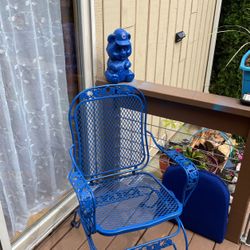 2 Blue Metal Chairs, Rocking, Vintage  Lasts Forever! 