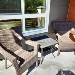 Deck Table and 2 Patio Chair Set
