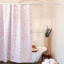 Shower curtain boho spring floral design size 72”x72”.  (AN)