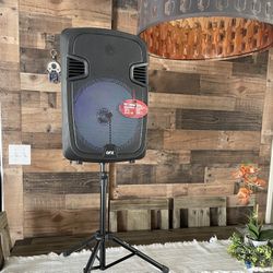 QFX 12” Bluetooth Portable Rechargeable Speaker  With Microphone, Speaker Stand &  LED Party Lights 🔊🎤🎶🎶🎶 