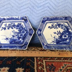 Vintage Blue & White Korean Porcelain Plates 