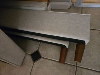 Free Dean Sand Queen Upholstered Panel Bed frame from Living Spaces.