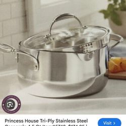 Princess House Caserola De 4.5 qt. TRI-PLY.