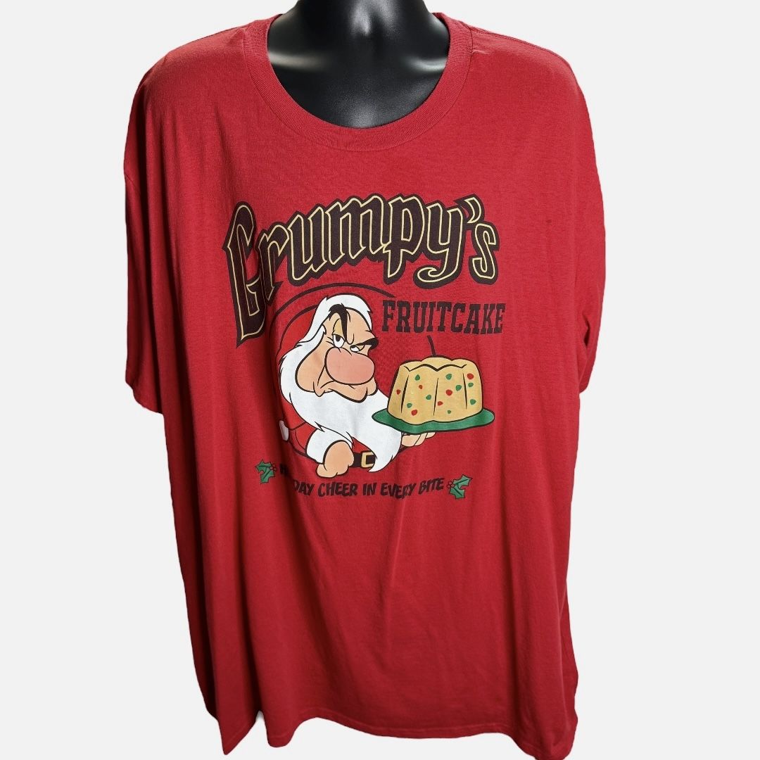 Disney Grumpy’s Fruitcake T-Shirt 4XL Red Holiday Santa Graphic Tee Christmas
