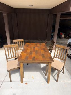 Solid wood dining table with chairs