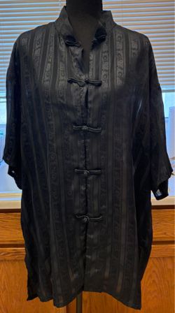 men’s Chinese traditional, Mandarin collar shirt with frog button size extra large black