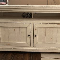 TV Stand White Distressed 