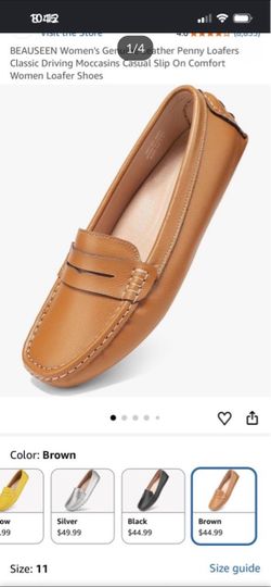 Beauseen Women’s Genuine Leather Penny Loafers Shoes